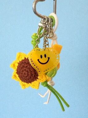 Sunflower Smile Yellow Keychain Charm for Kids